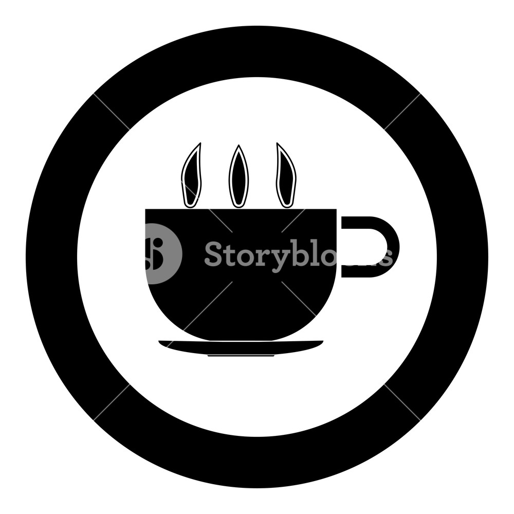 1000x1000 Cup With Hot Tea Or Coffee Icon Black Color In Circle Vector