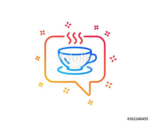 500x405 Hot Coffee Line Icon Tea Drink Sign Cafe Symbol Gradient Design
