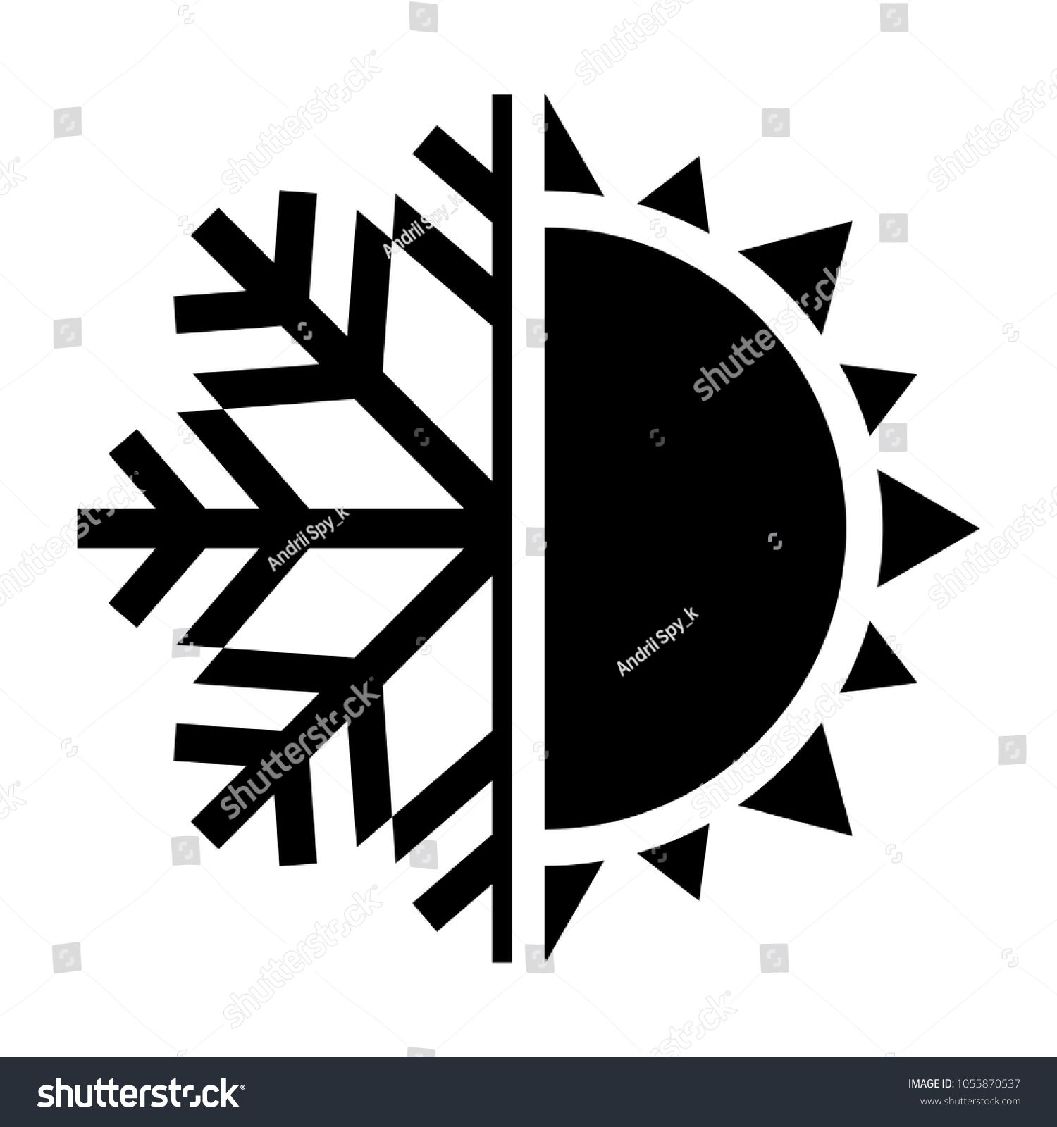 1500x1600 Sun And Snowflake Symbol Hot And Cold Icon Vector Illustration