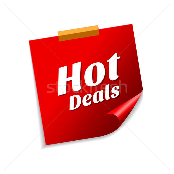 600x600 Hot Deals Red Sticky Notes Vector Icon Design Vector Illustration