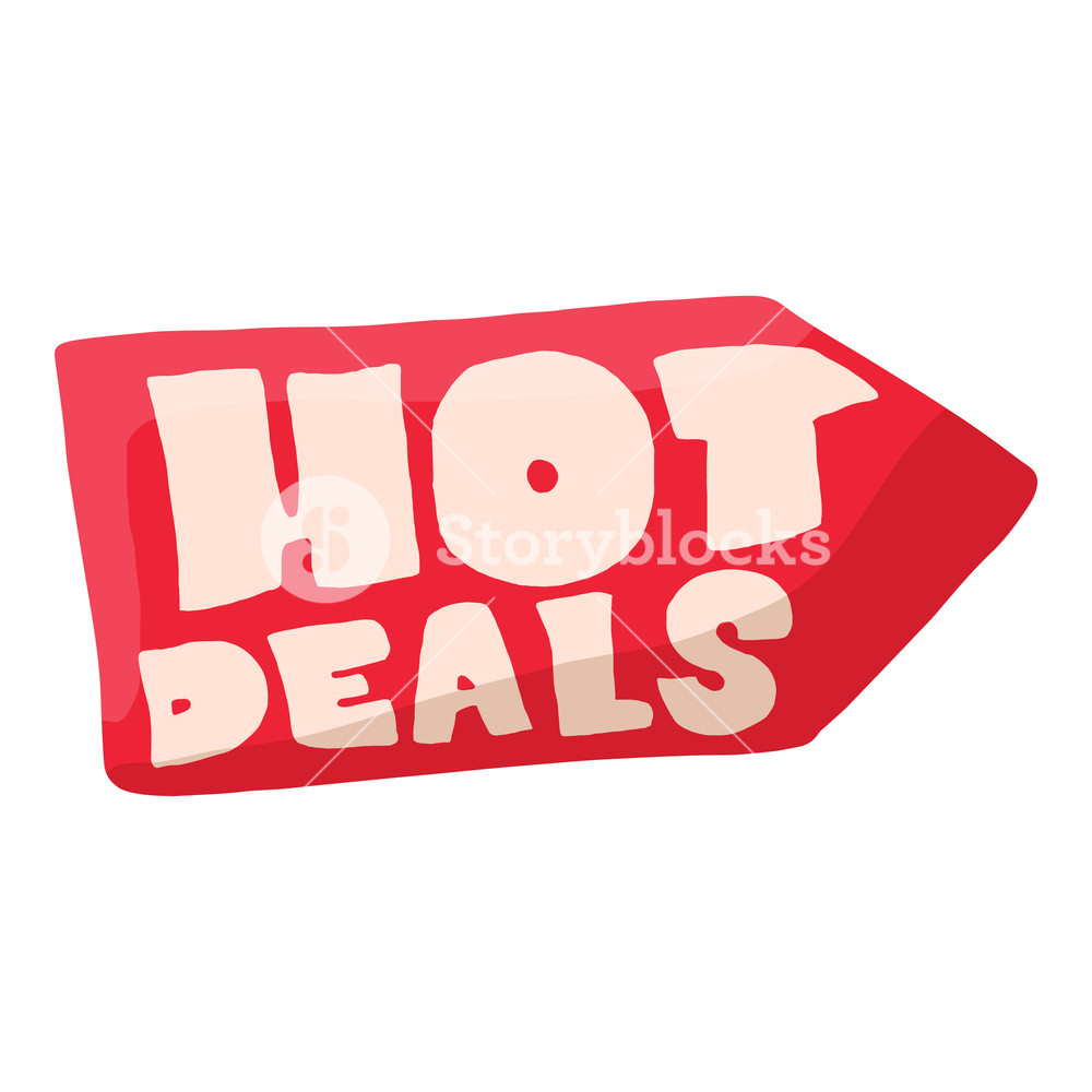 1000x1000 Hot Deals Icon In Cartoon Style Isolated On White Background