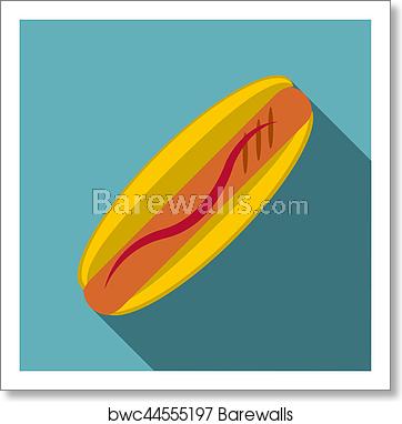 362x382 Hot Dog Icon, Flat Style, Art Print Barewalls Posters Prints