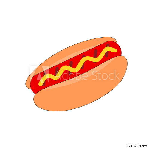 500x500 Tasty Fast Food Mustard Hot Dog Iconillustration Cartoon
