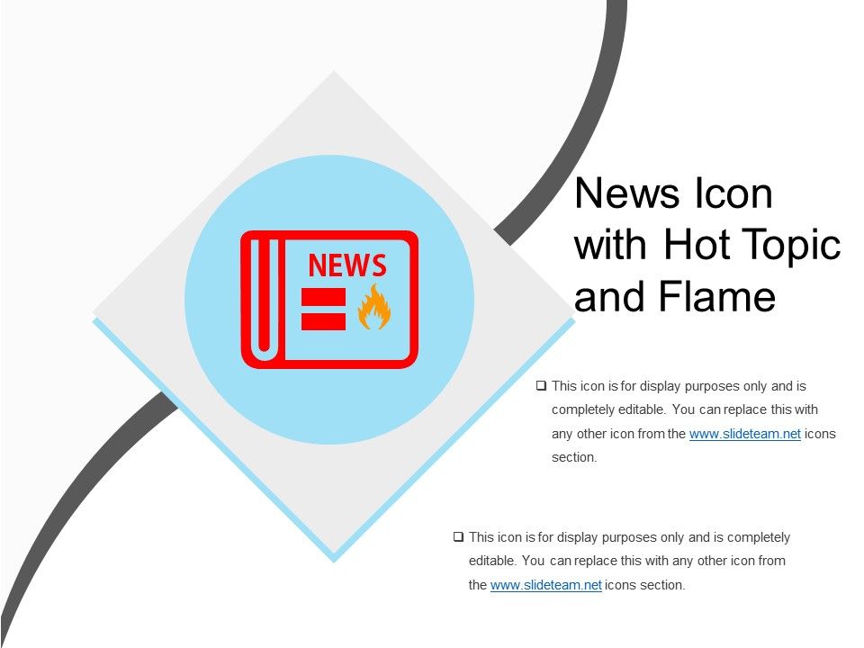 960x720 News Icon With Hot Topic And Flame Powerpoint Slide Templates