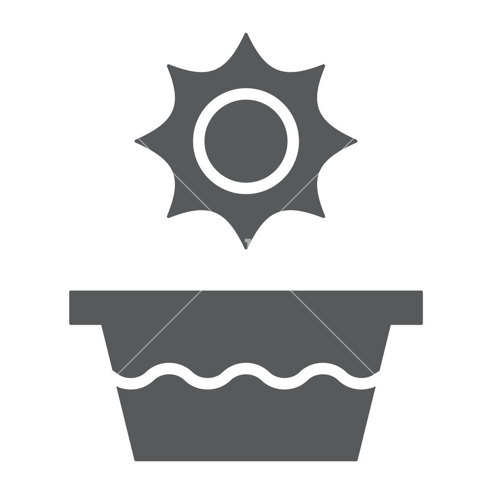 1000x1000 Hot Water Glyph Icon, Temperature And Wash, Basin Sign, Vector