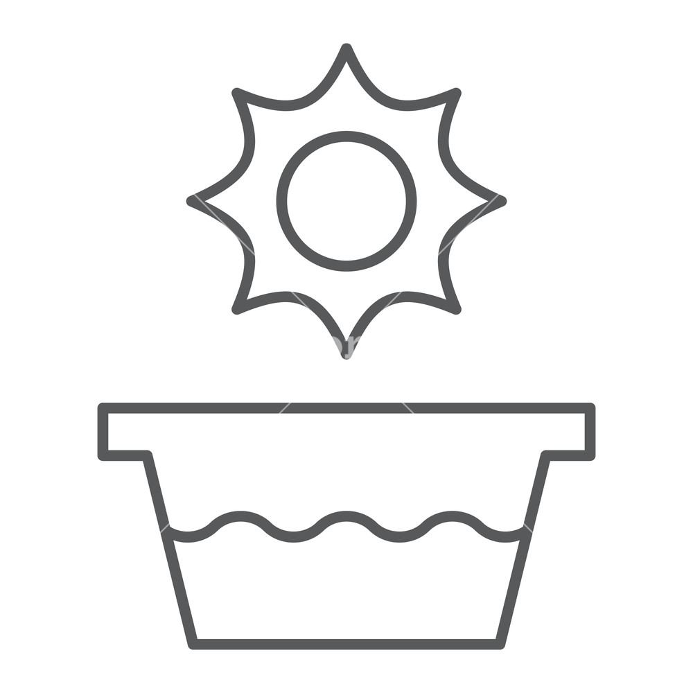 1000x1000 Hot Water Thin Line Icon, Temperature And Wash, Basin Sign, Vector