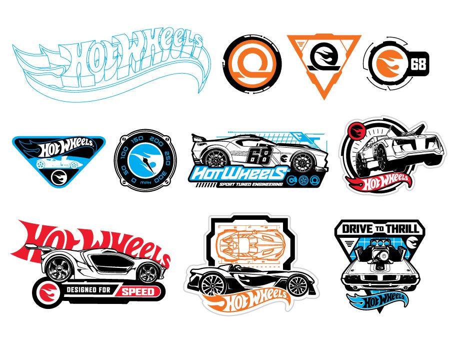 900x695 Various Badge Icon Designs For Brand Style Guides Hot Wheels