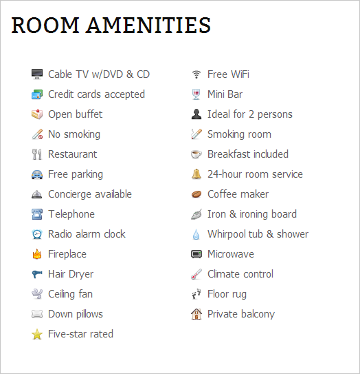 524x543 Hotel Amenity Icons