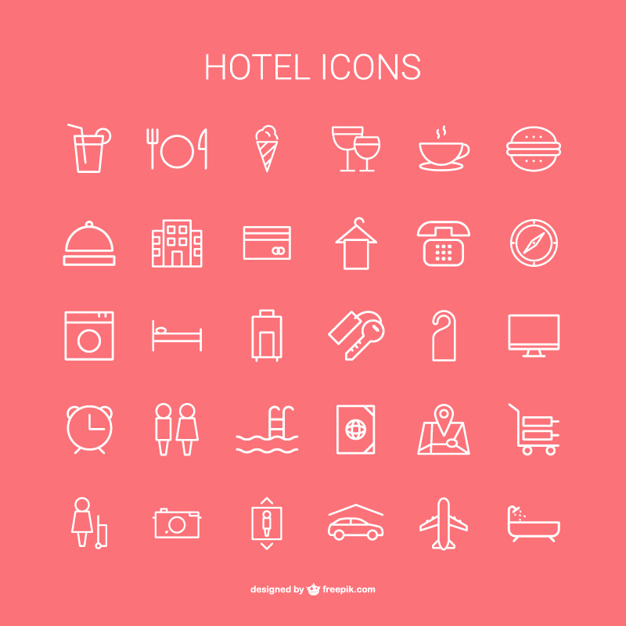 626x626 Hotel Icons Collection Vector Free Download