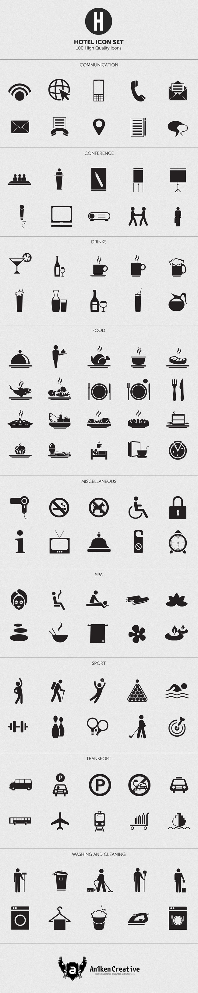 650x3250 Last Day Professional Hotel Icons + Scribble Social Icons