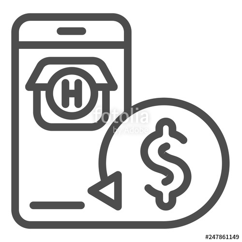 500x500 Online Booking Line Icon Online Payment Vector Illustration