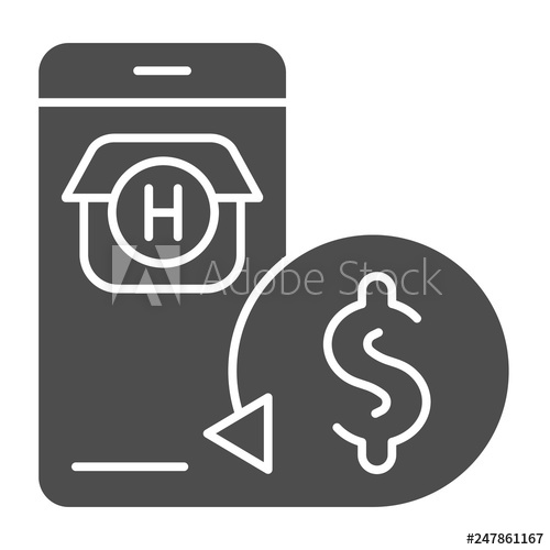 500x500 Online Booking Solid Icon Online Payment Vector Illustration