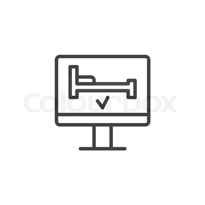 800x800 Hotel Room Online Booking, Line Icon, Stock Vector Colourbox