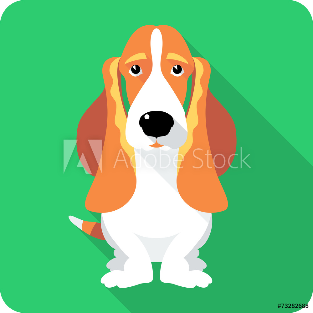 1000x1000 Photo Art Print Dog Basset Hound Icon Flat Design Europosters