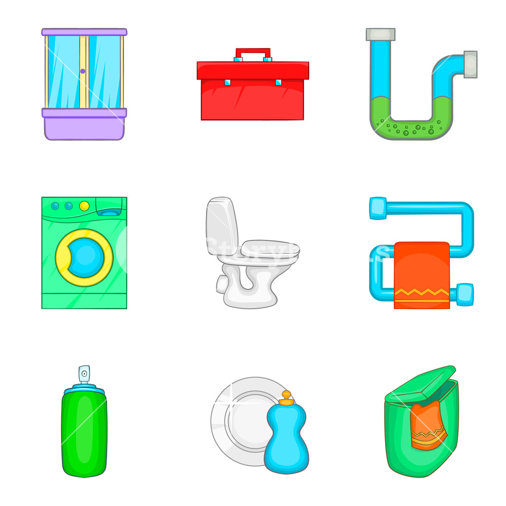 1000x1000 House Cleaning Icon Set Cartoon Set Of House Cleaning Icons