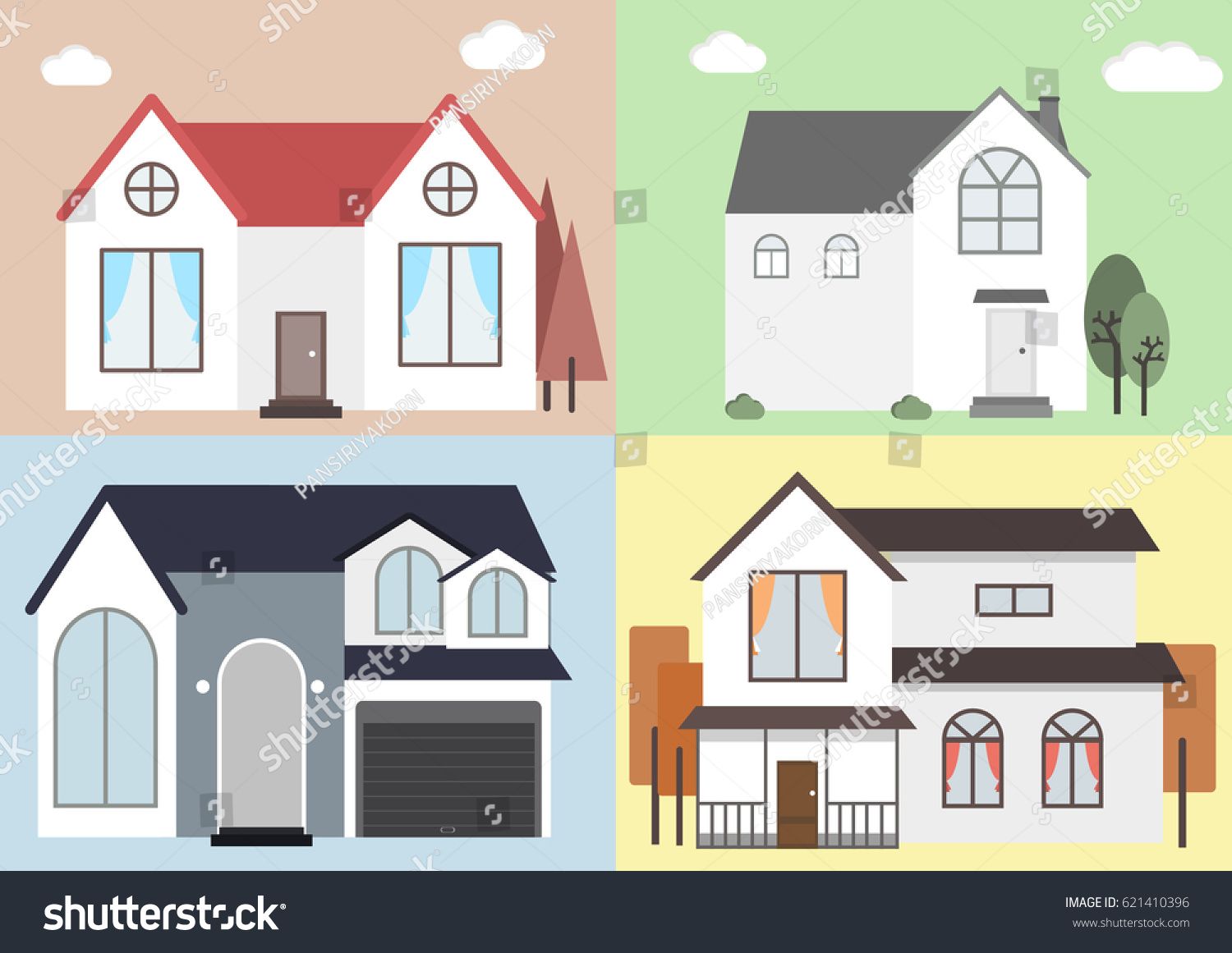 Vector Flat Icon Suburban American House Stock Vector 1500x1161 Vector Flat Icon Suburban American House Stock Vector
