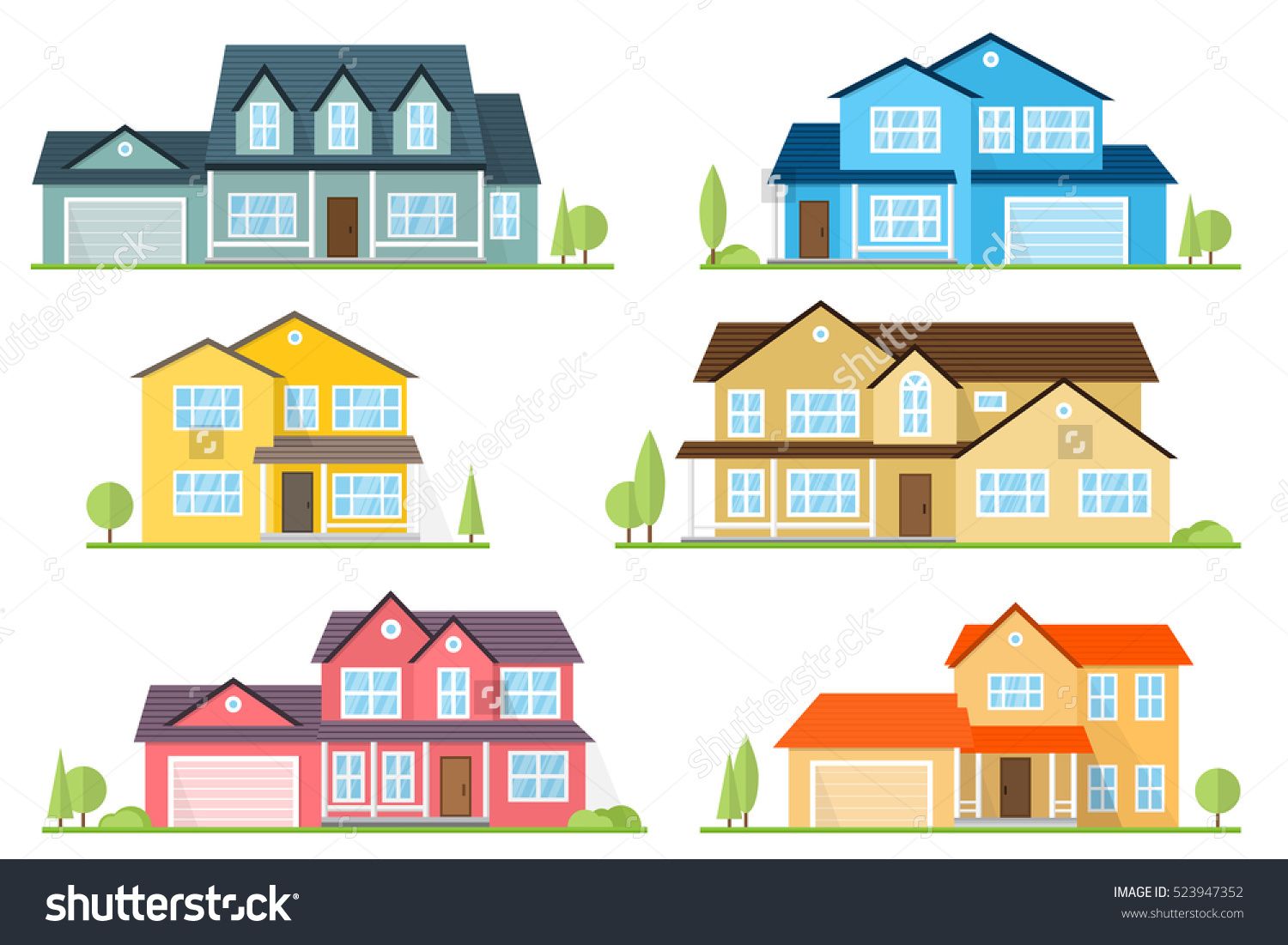 Vector Flat Icon Suburban American House For Web Design 1500x1101 Vector Flat Icon Suburban American House For Web Design