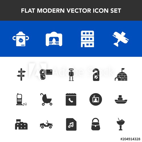500x500 Modern, Simple Vector Icon Set With Android, Bottle, Telephone