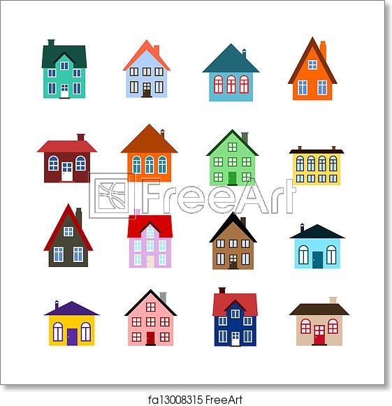 561x581 Free Art Print Of Cartoon House Icon House Set