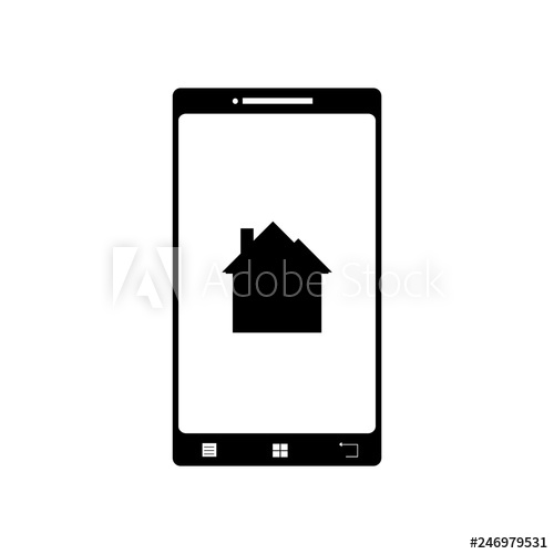 Illustration Of Mobil Phone With House Icon Vector Silhouette 500x500 Illustration Of Mobil Phone With House Icon Vector Silhouette