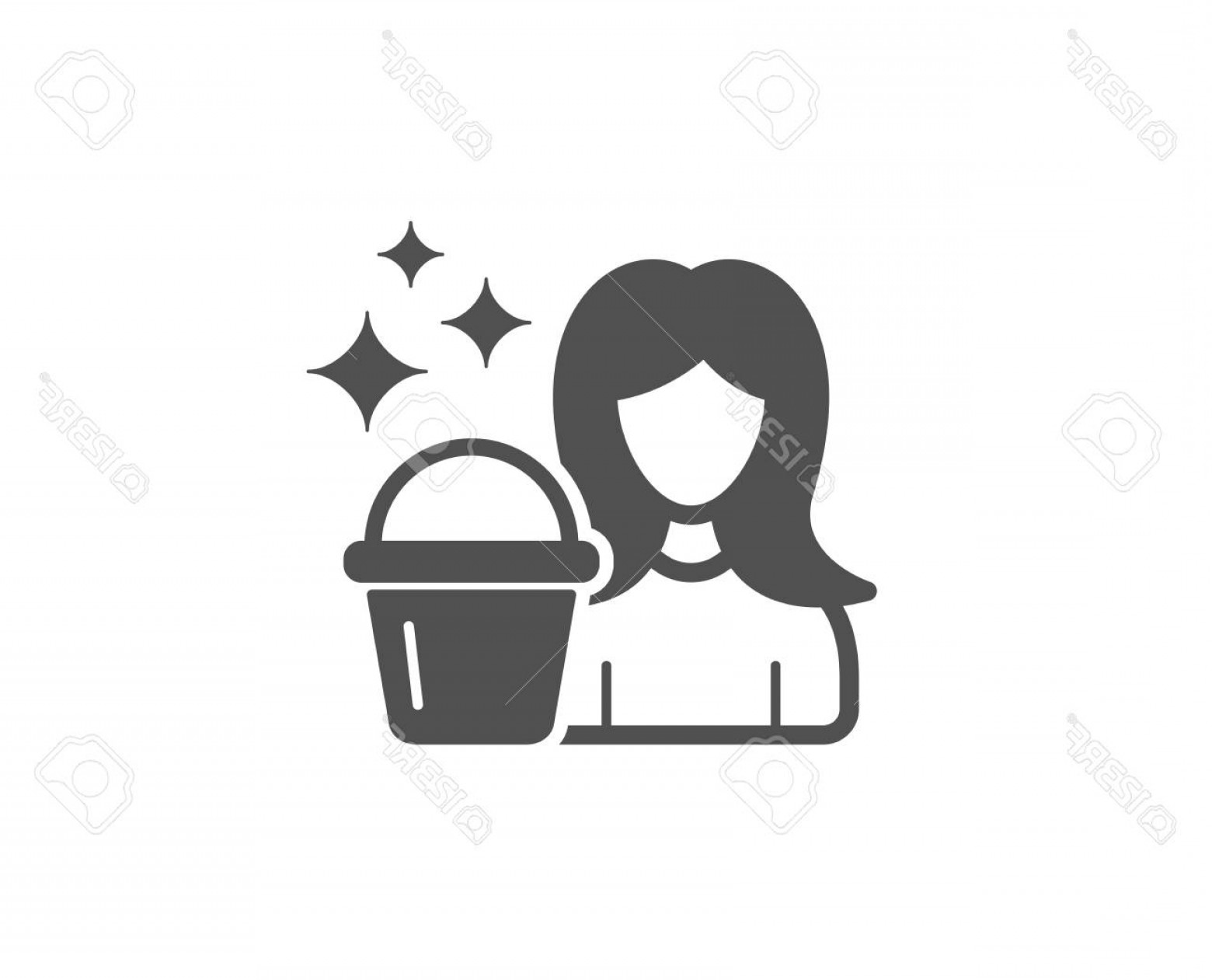 1560x1261 Photostock Vector Cleaning Service Simple Icon Woman With Bucket