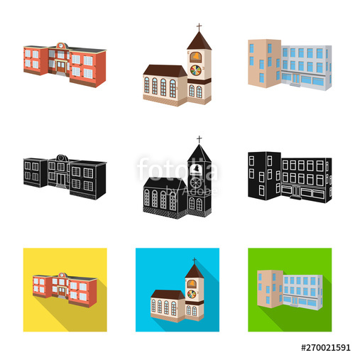 500x500 Isolated Object Of Facade And Housing Icon Collection Of Facade