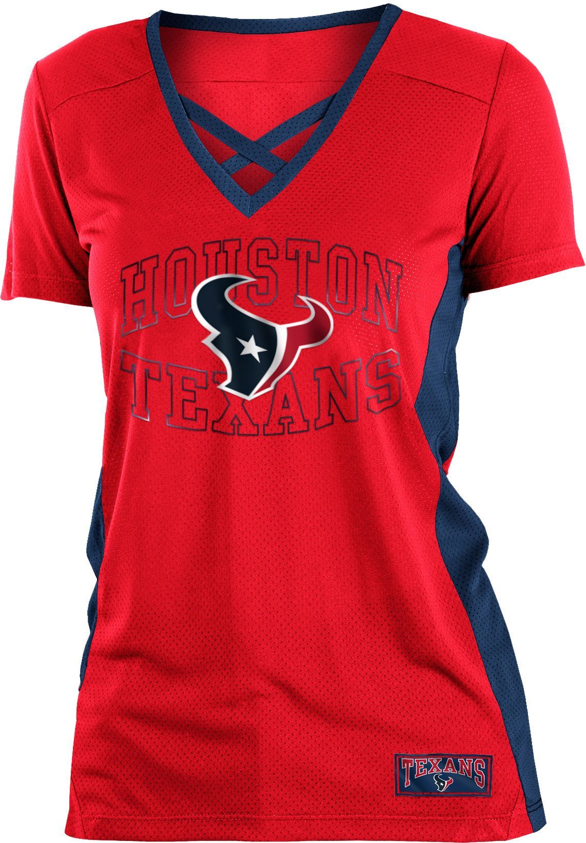 1142x1643 Nfl Team Apparel Women's Houston Texans Mesh Lace Red T Shirt