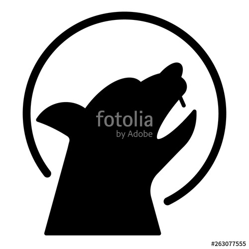 500x500 Wolf And The Moon Solid Icon Wild Animal Vector Illustration