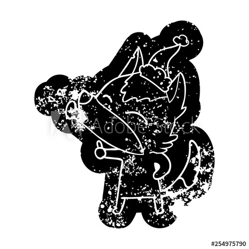 500x500 Howling Wolf Cartoon Distressed Icon Of A Wearing Santa Hat
