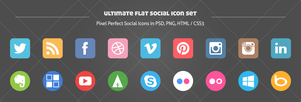 960x325 Ultimate Flat Social Icon Set Icons