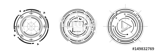 500x167 Hud Icon Elements Technology Digital Cyber Design Isolated Stock