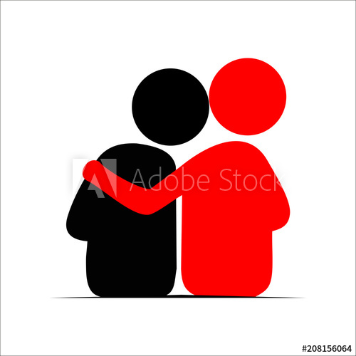 500x500 Friends Hug Each Other Vector Illustration Icon
