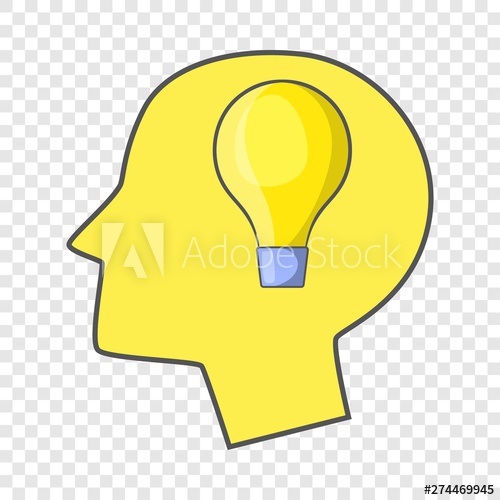 500x500 Burning Light Bulb In Human Head Icon Cartoon Illustration