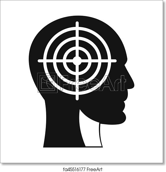 561x581 Free Art Print Of Crosshair In Human Head Icon, Simple Style