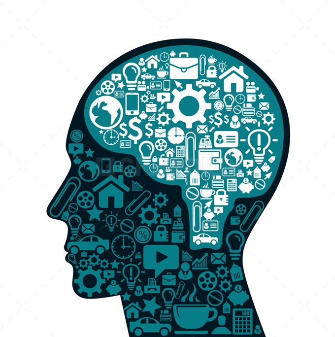 680x684 Human Head With An Business Icons