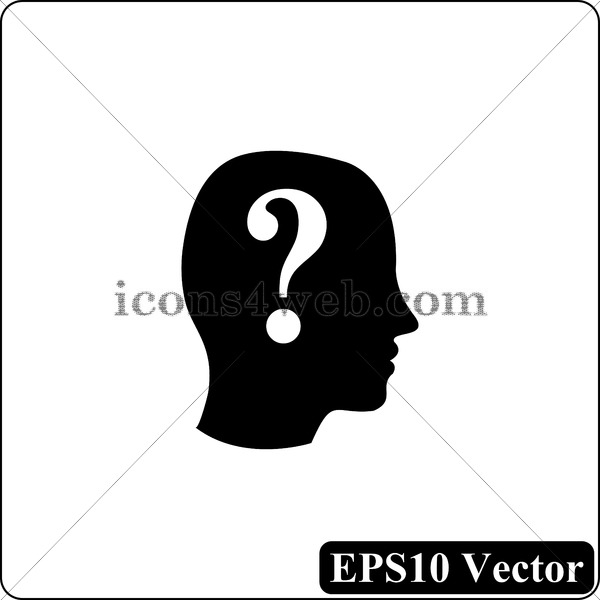 600x600 Human Head With Question Mark Black Icon Vector