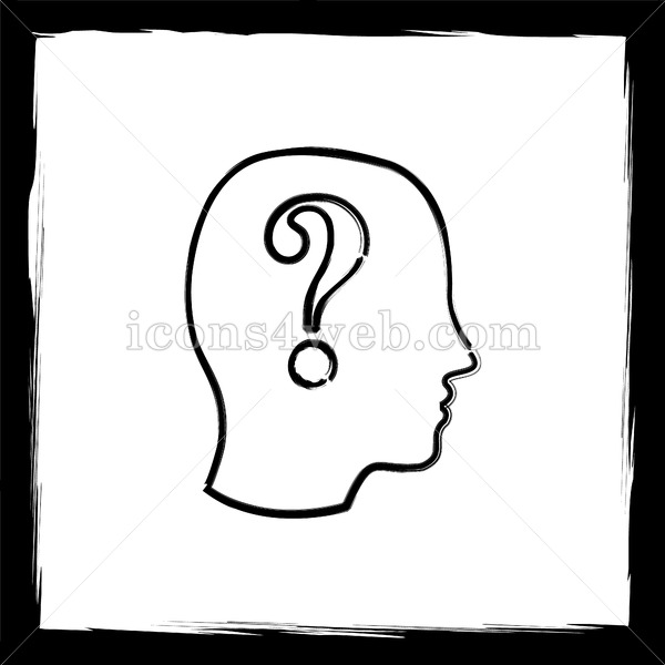 600x600 Human Head With Question Mark Sketch Icon