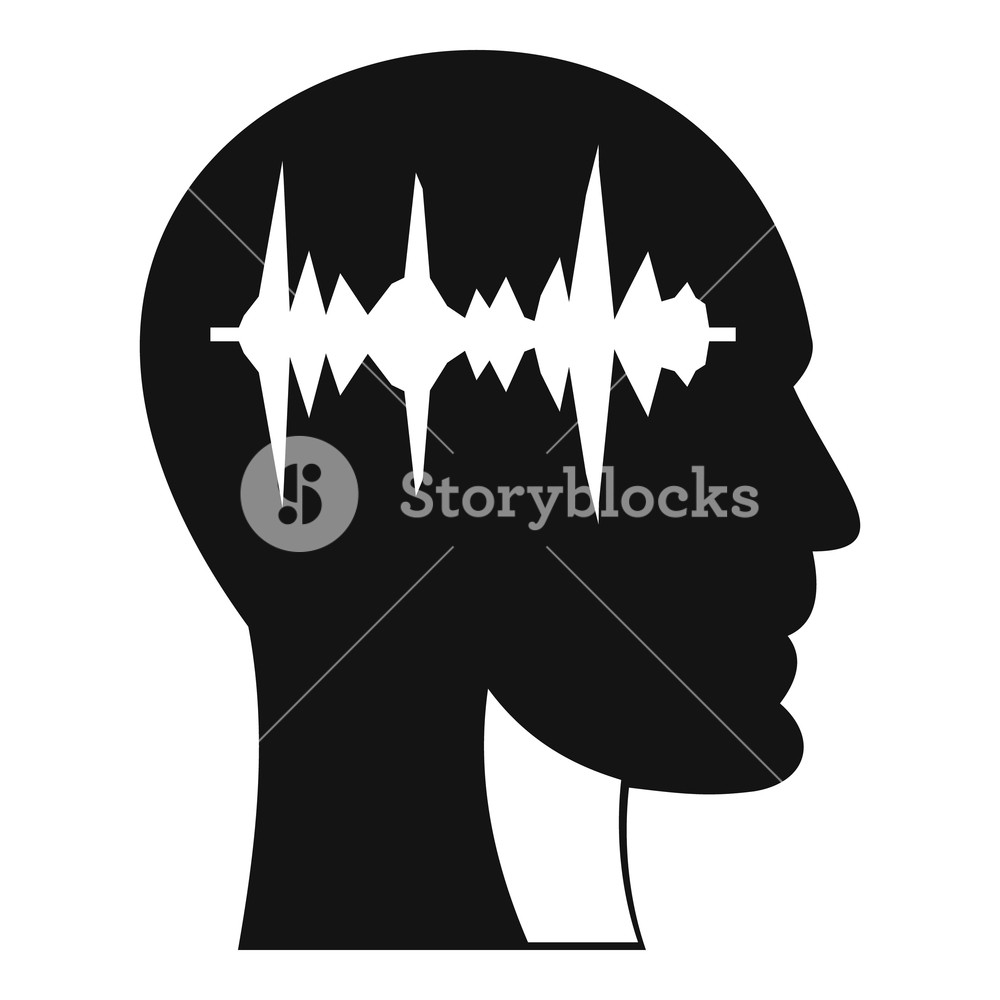 1000x1000 Sound Wave Icon In Human Head Icon Simple Illustration Of Sound