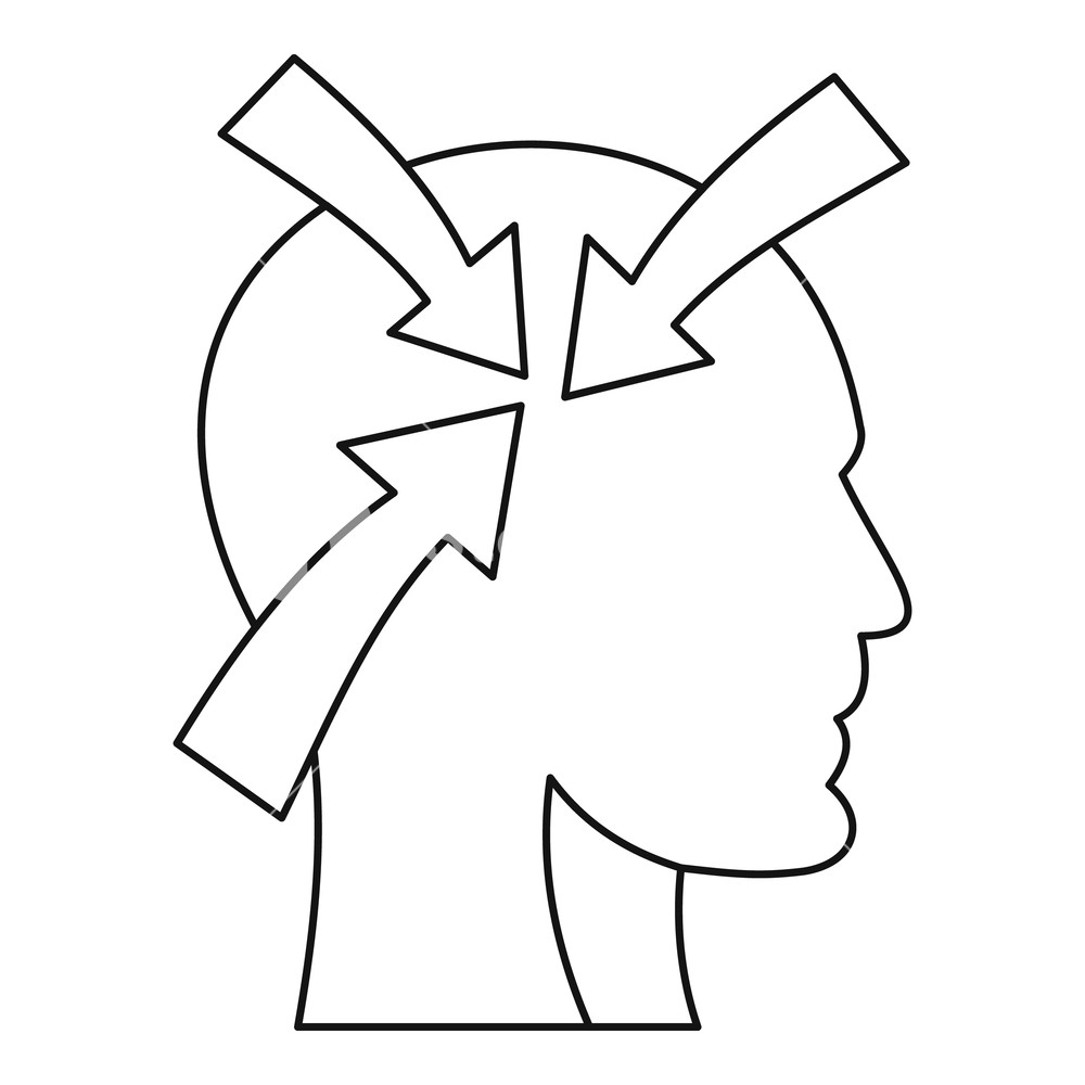 1000x1000 Arrows Inside Human Head Icon Outline Illustration Of Arrows