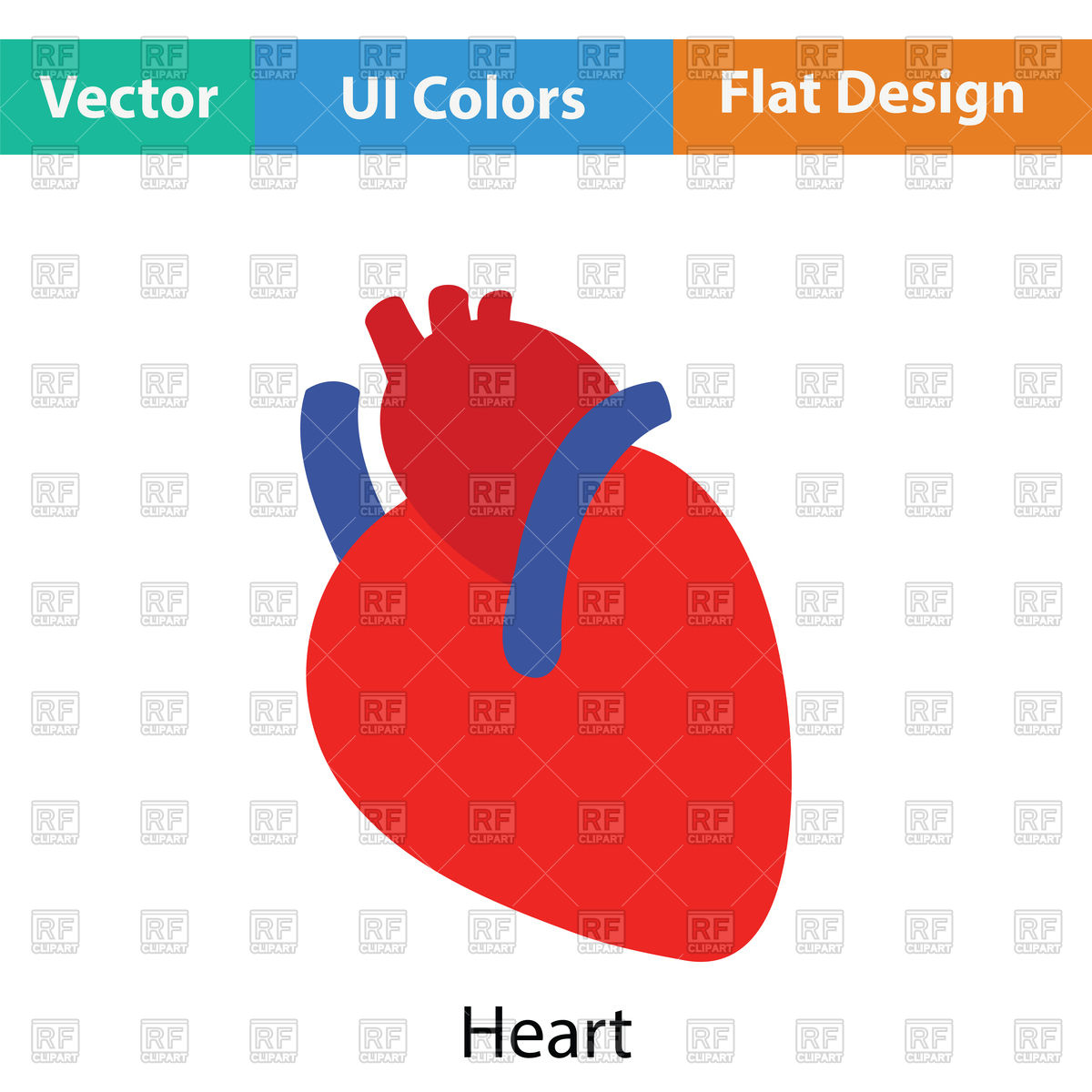 1200x1200 Flat Design Of Human Heart Icon In Ui Colors Vector Image