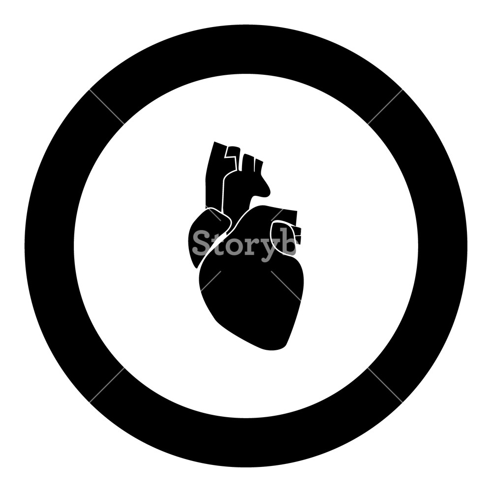 1000x1000 Human Heart Icon Black Color In Circle Vector Illustration