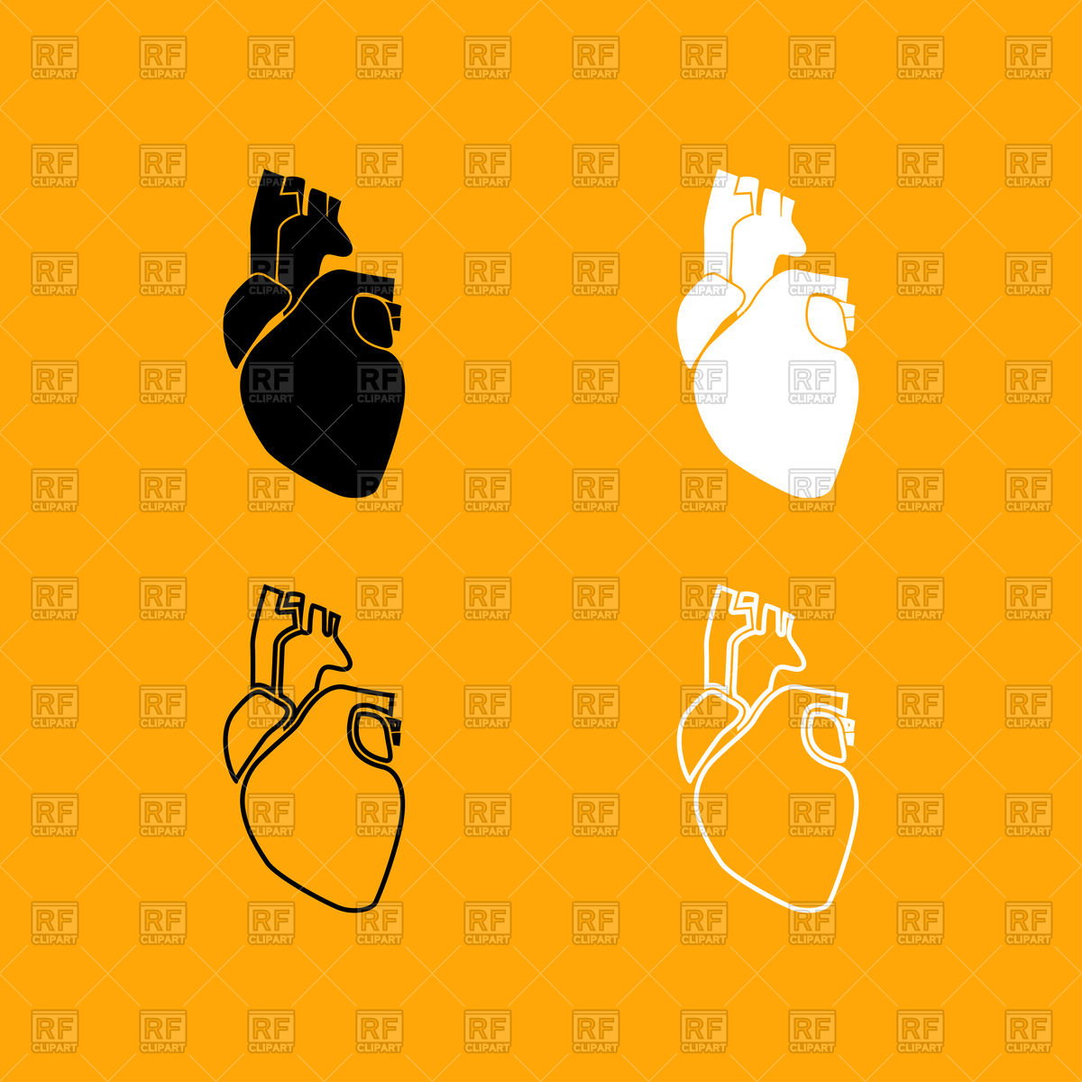1200x1200 Human Heart Icon On Yellow Background Vector Image Of Healthcare