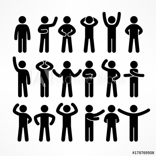 500x500 Collection Of Stick Figures With Different Poses, Human Icon