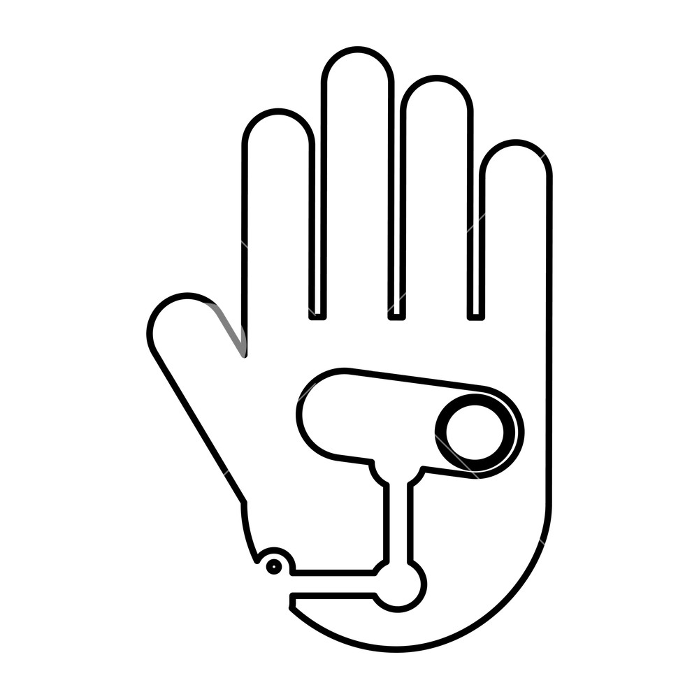 1000x1000 Hand Human With Cctv Camera Silhouette Icon Vector Illustration