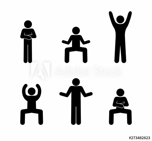 500x466 Stick Figure Man Dancing, People Icon, Pictogram Various Poses