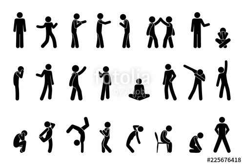 500x339 Stick Figure People Pictogram, Set Of Human Silhouettes, Man Icon