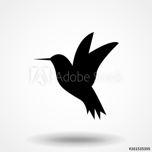 500x500 Hummingbird Icon Flat Vector Illustration In Black On White