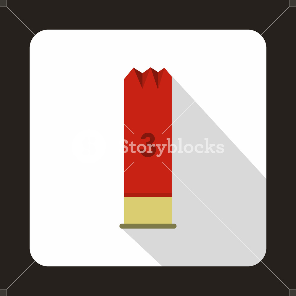 1000x1000 Ammo From Hunting Gun Icon In Flat Style With Long Shadow Royalty