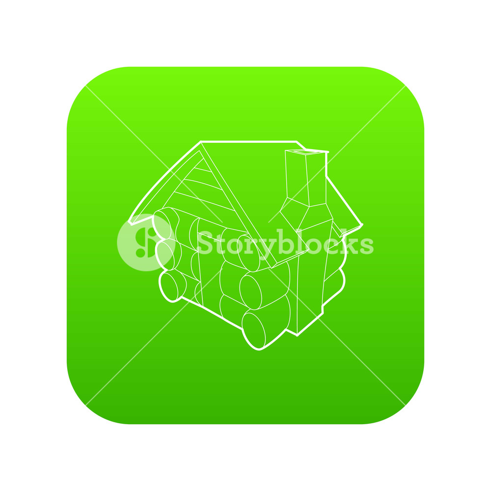 1000x1000 Small Hut Icon Green Vector Isolated On White Background Royalty