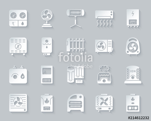 500x400 Hvac Simple Paper Cut Icons Vector Set Stock Image And Royalty